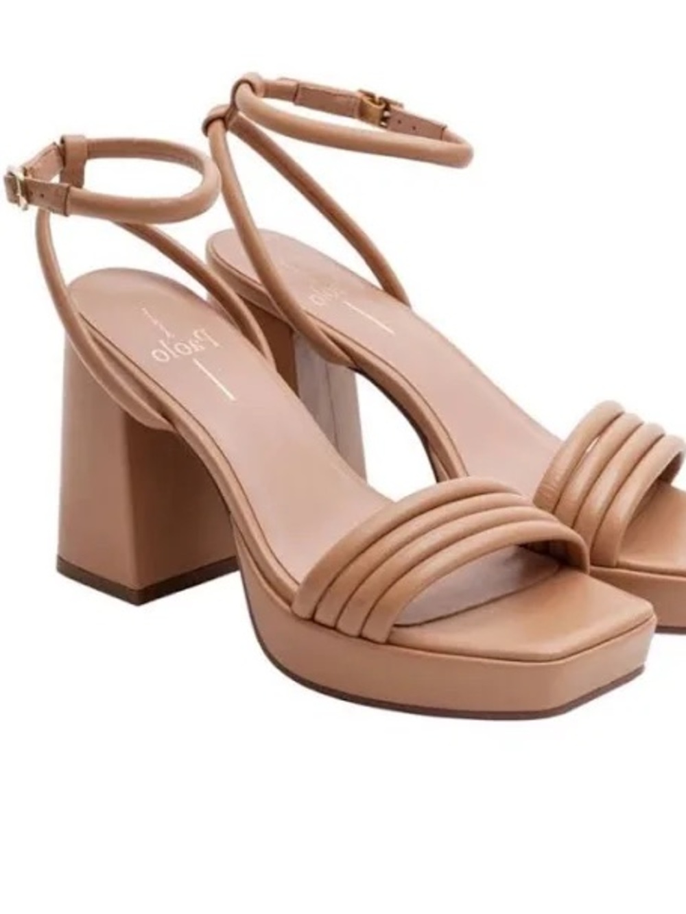 Linea Paolo Tan Strappy Block Heel Sandals Size 8 NEW